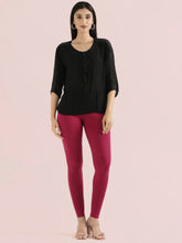 Load image into Gallery viewer, Go Colors Dark Fuchsia Cotton Stretch Ankle Length Leggings
