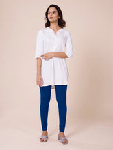 Load image into Gallery viewer, Go Colors Light Ink Blue Cotton Stretch Churidar
