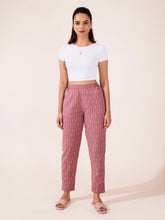 Load image into Gallery viewer, Go Colors Medium Pink Linen Ikat Pencil Pant
