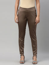 Load image into Gallery viewer, Go Colors Khaki Woven Cotton Stretch Treggings
