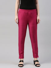 Load image into Gallery viewer, Go Colors Dark Rose Poly Modal Metallic Pants

