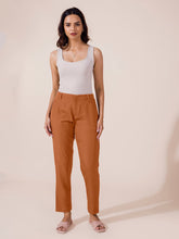 Load image into Gallery viewer, Go Colors Rust Crepe Tapered Trouser
