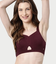 Load image into Gallery viewer, Enamor Innovations Cloudsoft Invisi Bonded Neck Women's Everyday Cotton Minimizer Bra -  Padded, Wirefree, Full Coverage - A064 (Available in Plus Sizes) (Grape Wine)
