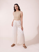 Load image into Gallery viewer, Go Colors Cream Polyester Shiny Palazzo

