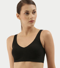 Load image into Gallery viewer, Enamor Easy Slip-On and Back Keyhole Women's Cotton Everyday Beginner's Bra - Padded, Wirefree, Full Coverage - A106 (Black)
