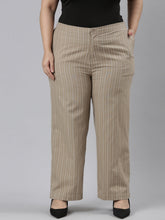 Load image into Gallery viewer, Go Colors Beige Cotton Stripes Cargo Pant
