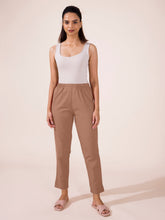 Load image into Gallery viewer, Go Colors Light Brown Cotton Pencil Pant
