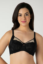 Load image into Gallery viewer, Amante Glam Floral Non-Padded Wired Minimizer Bra - Black 05201
