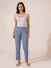 Load image into Gallery viewer, Go Colors Dusty Blue Crepe Tapered Trouser

