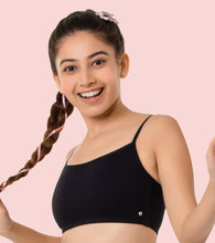 Load image into Gallery viewer, Enamor BB02 Easy Fit Stretch Cotton Beginners Bra with Antimicrobial Finish and Slim Straps - Black
