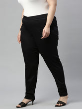 Load image into Gallery viewer, Go Colors Black Cotton Stretch Pants
