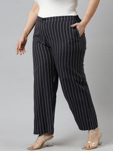 Load image into Gallery viewer, Go Colors Navy Cotton Stripes Cargo Pant
