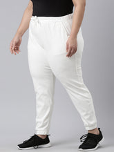 Load image into Gallery viewer, Go Colors White Cotton Poly Stretch Cuffed Joggers
