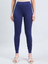 Load image into Gallery viewer, Go Colors Ink Blue Cotton Stretch Ankle Length Leggings
