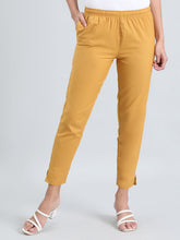 Load image into Gallery viewer, Go Colors Light Mustard Cotton Pencil Pant
