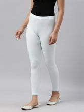 Load image into Gallery viewer, Go Colors Aqua Cotton Stretch Ankle Length Leggings
