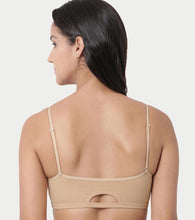 Load image into Gallery viewer, Enamor Moulded Double Layer Front Women's Cotton Cami Bra - Detachable Slim Straps with Back Keyhole, Non Padded, Wirefree, High Coverage - A022 (Skin)
