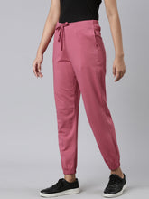 Load image into Gallery viewer, Go Colors Light Wine Cotton Stretch Casual Joggers

