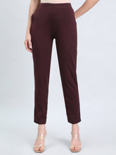 Load image into Gallery viewer, Go Colors Dark Wine Cotton Stretch Kurti Pants
