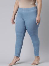 Load image into Gallery viewer, Go Colors Light Blue Cotton Poly Stretch Denim Leggings
