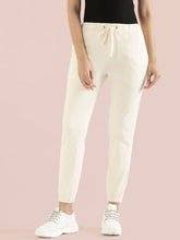 Load image into Gallery viewer, Go Colors Cream Cotton Poly Stretch Cuffed Joggers
