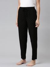 Load image into Gallery viewer, Go Colors Black Woven Viscose Printed Lounge Pants
