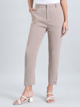 Load image into Gallery viewer, Go Colors Light Chocolate Crepe Tapered Trouser
