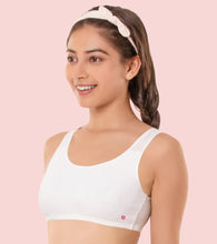 Load image into Gallery viewer, Enamor Innovations  Easy Fit, Antimicrobial, Front Double Layer ,Women's Cotton Beginner's Bra - Pop-On Style, Non Padded, Wirefree, High Coverage  - BB01 (White)
