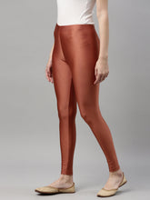 Load image into Gallery viewer, Go Colors Rust Nylon Stretch Shimmer Leggings
