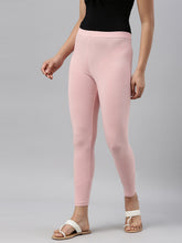Load image into Gallery viewer, Go Colors Baby Pink Cotton Stretch Ankle Length Leggings
