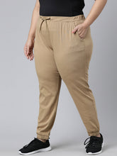 Load image into Gallery viewer, Go Colors Khaki Cotton Poly Stretch Cuffed Joggers
