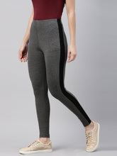 Load image into Gallery viewer, Go Colors Antra Melanges Cotton Stretch Side Stripes Active Leggings
