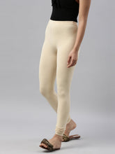 Load image into Gallery viewer, Go Colors Dark Cream Cotton Stretch Churidar
