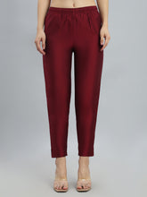Load image into Gallery viewer, Go Colors Plum Poly Modal Metallic Pants

