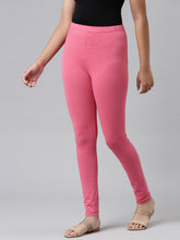 Load image into Gallery viewer, Go Colors Young Pink Cotton Stretch  Ankle Length Leggings
