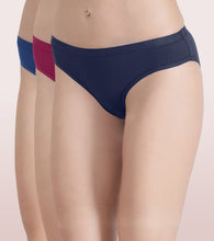 Load image into Gallery viewer, Enamor CR01-The Branded Stretch C Bikini Panty| Antimicrobial And Stain Release Finish| Cotton Spandex- Pack of 3 (Multicolordark)
