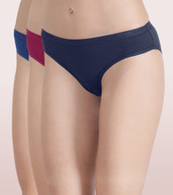 Load image into Gallery viewer, Enamor CR01-The Branded Stretch C Bikini Panty| Antimicrobial And Stain Release Finish| Cotton Spandex- Pack of 3 (Multicolordark)

