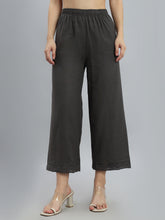Load image into Gallery viewer, Go Colors Medium Grey Linen Lace Palazzo
