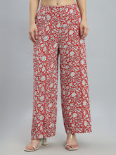 Load image into Gallery viewer, Go Colors Red Woven Viscose Printed Palazzo
