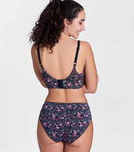 Load image into Gallery viewer, Enamor P177 Ultimate Softness Modal Hipster Panty for Women - Mid Waist, Outer Elastic, Medium Coverage (Black Bouquet Print)
