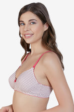 Load image into Gallery viewer, Amante Delicate Dots Padded Non-Wired T-Shirt Bra - Rosebud-Black Dots 22801
