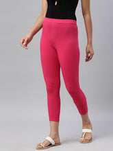 Load image into Gallery viewer, Go Colors Young Fuchsia Cotton Stretch Cropped Leggings
