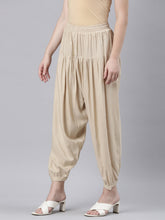 Load image into Gallery viewer, Go Colors Dark Cream Woven Viscose Harem Pant
