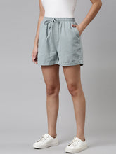Load image into Gallery viewer, Go Colors Light Ink Blue Stripes Linen Shorts
