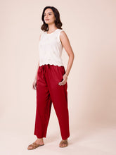 Load image into Gallery viewer, Go Colors Light Maroon Cotton Wide Leg Pants

