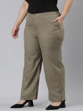 Load image into Gallery viewer, Go Colors Olive Green Cotton Stripes Cargo Pant
