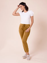 Load image into Gallery viewer, Go Colors Mustard Cotton Poly Stretch Cuffed Joggers
