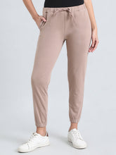Load image into Gallery viewer, Go Colors Light Brown Cotton Poly Stretch Cuffed Joggers
