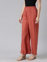 Load image into Gallery viewer, Go Colors Rust Woven Viscose Basic Palazzo
