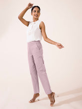 Load image into Gallery viewer, Go Colors Lavender Woven Cotton Stretch Chino Pants
